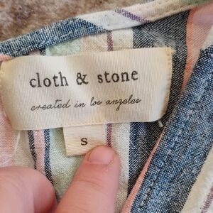 Anthropologie Cloth & Stone Small Sleevless Multicolor Striped Jumpsuit With Tie